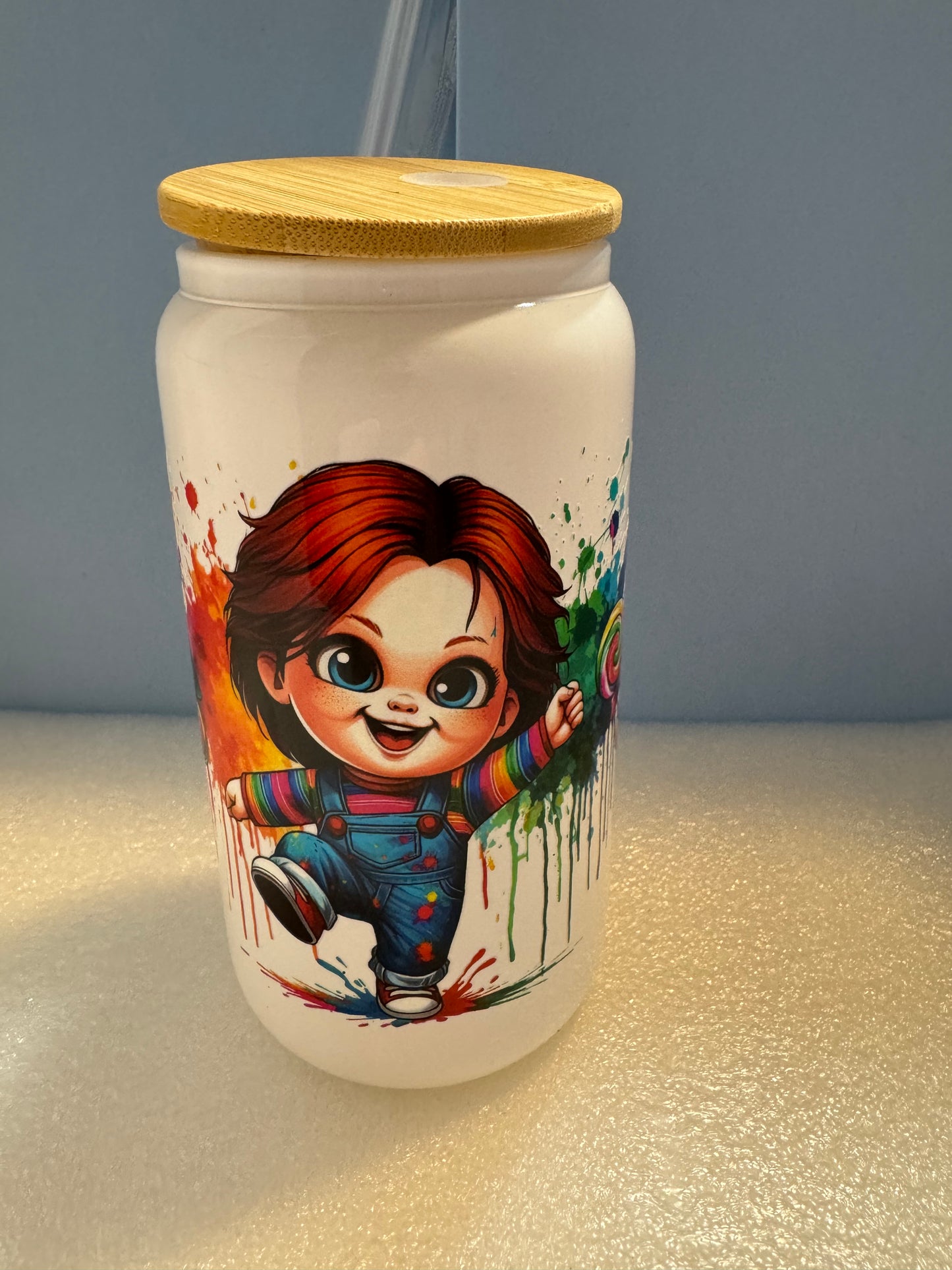 16oz. Chuckie Beer Can Glass