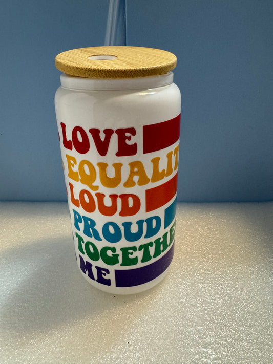 16oz Pride Equality Can Glass