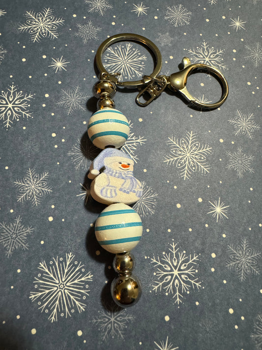 Beaded Snowman Keychain