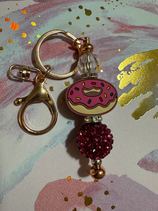 Strawberry Frosted donut Keychain