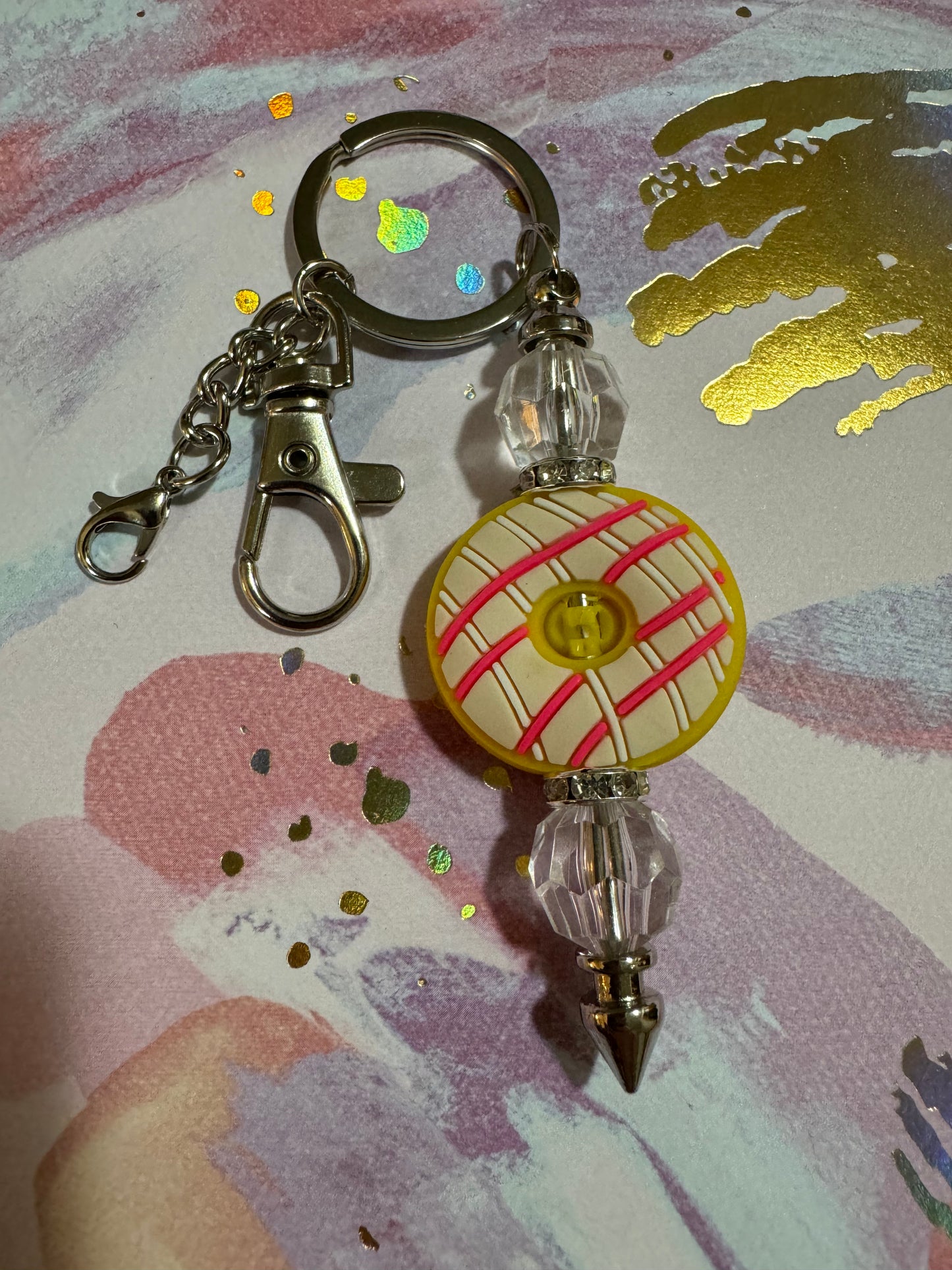 Vanilla frosted Donut Keychain