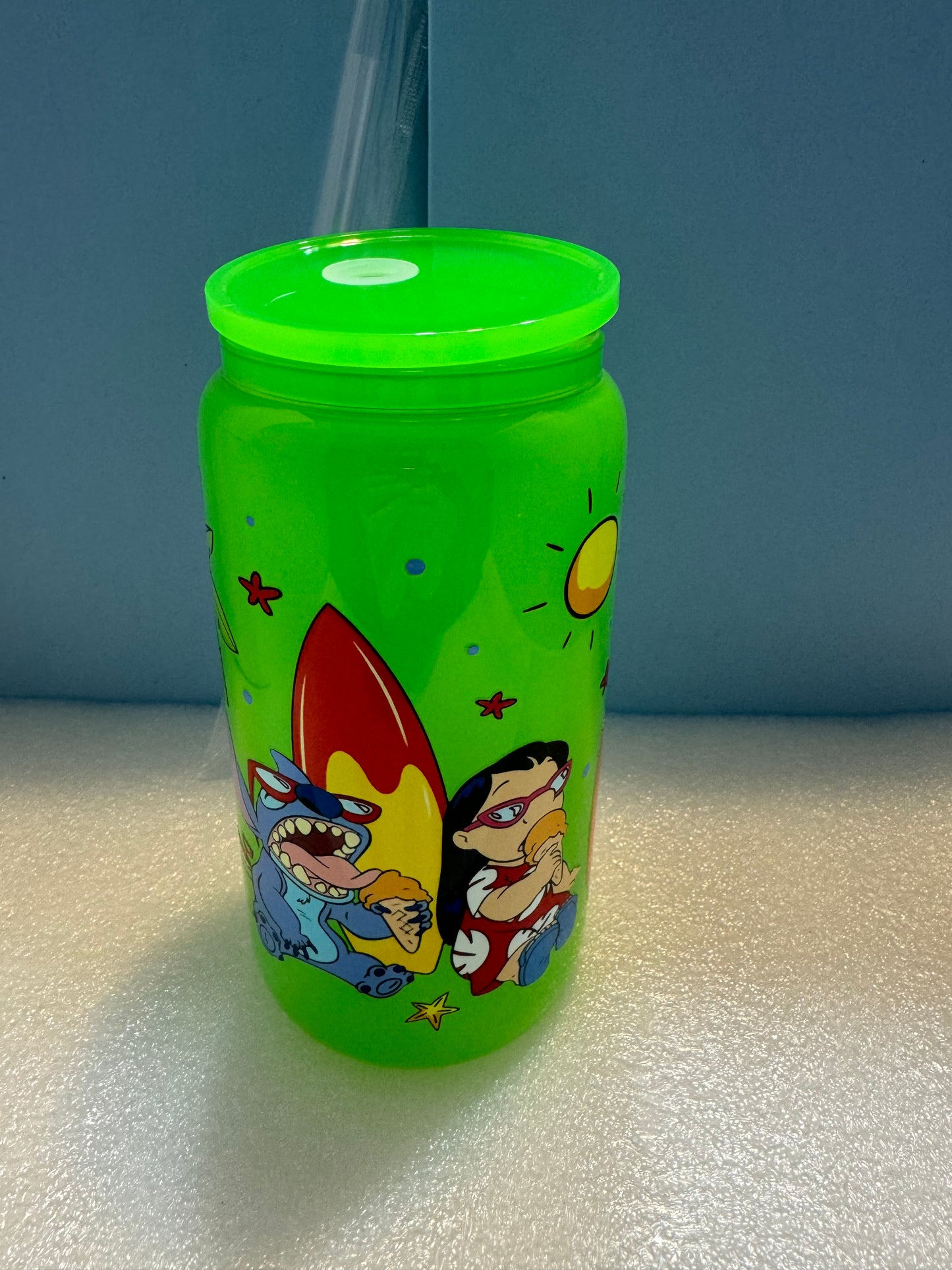 16oz Lilo and Stitch Beach Day Can Glass