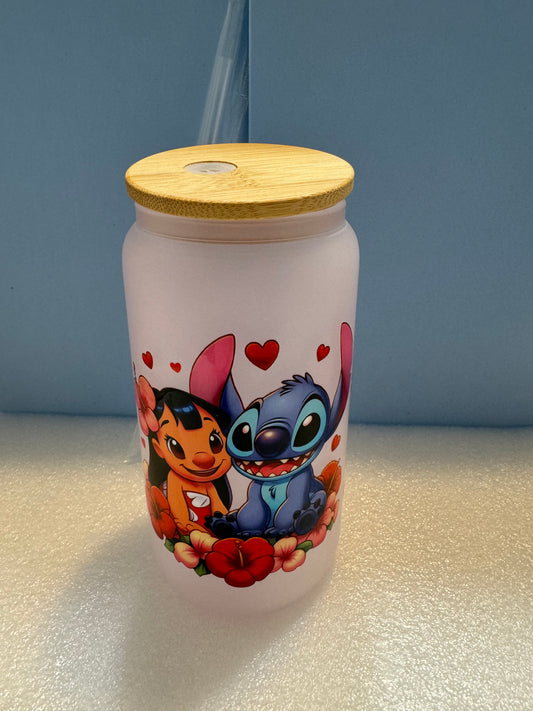 16oz Lilo and Color Change Stitch Can Glass