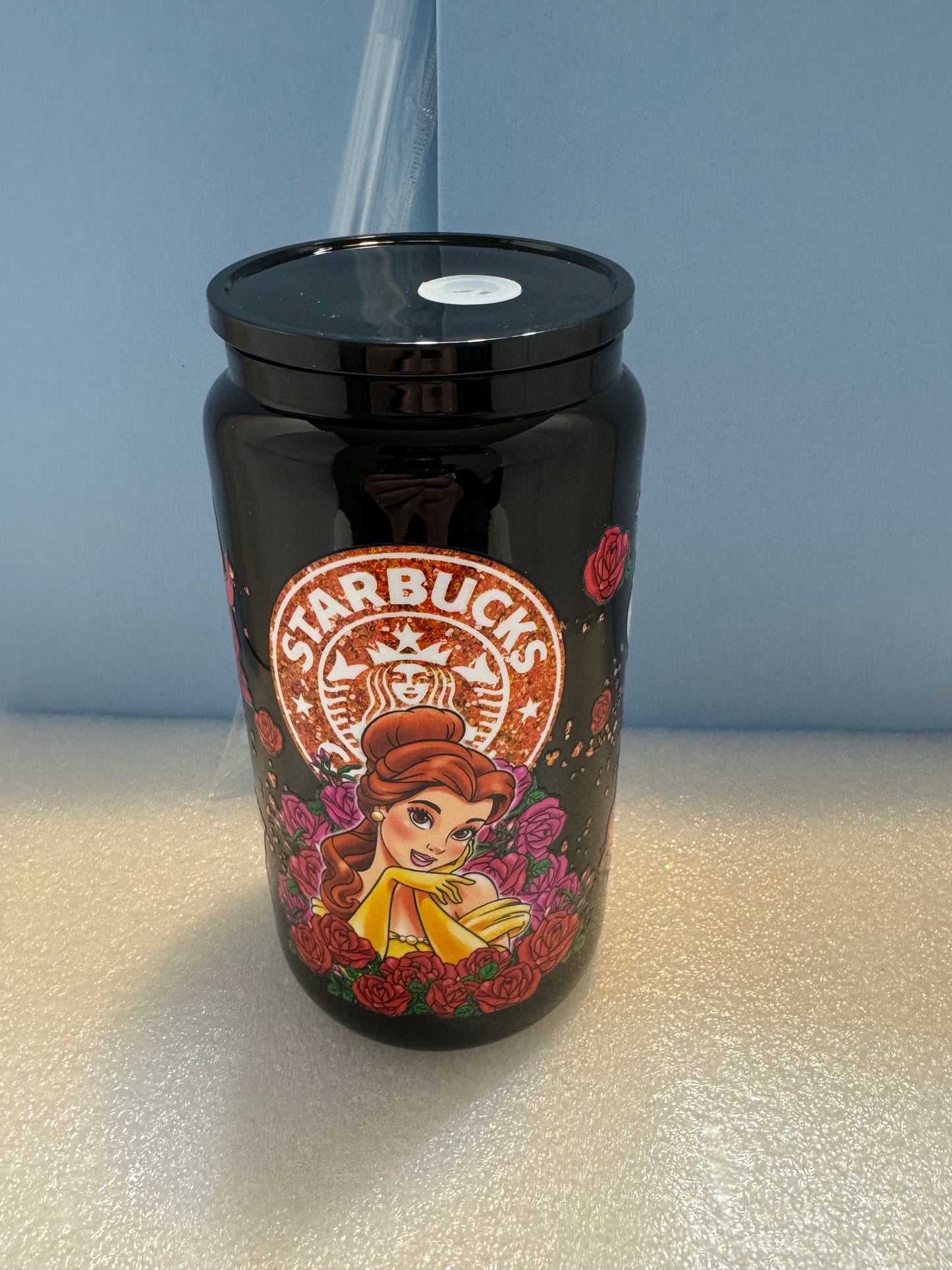 16oz Belle Starbucks Can Glass