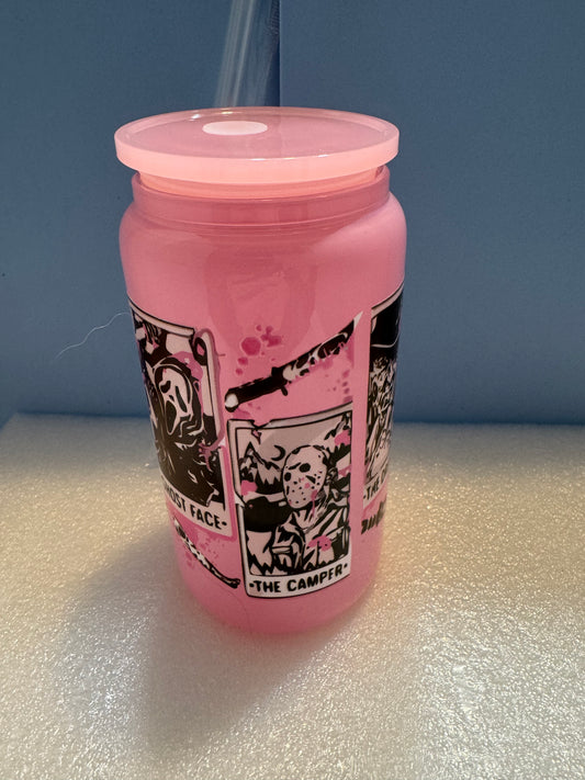 Color Me Pink Horror Can Glass