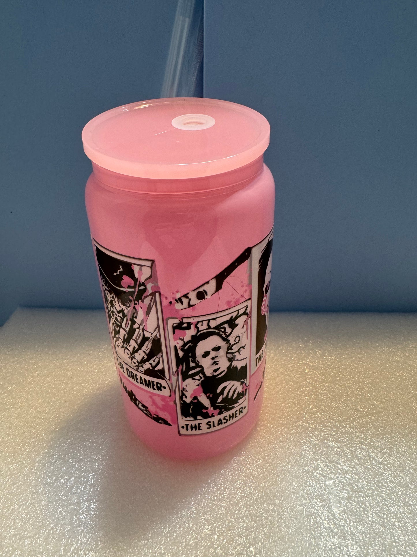 Color Me Pink Horror Can Glass