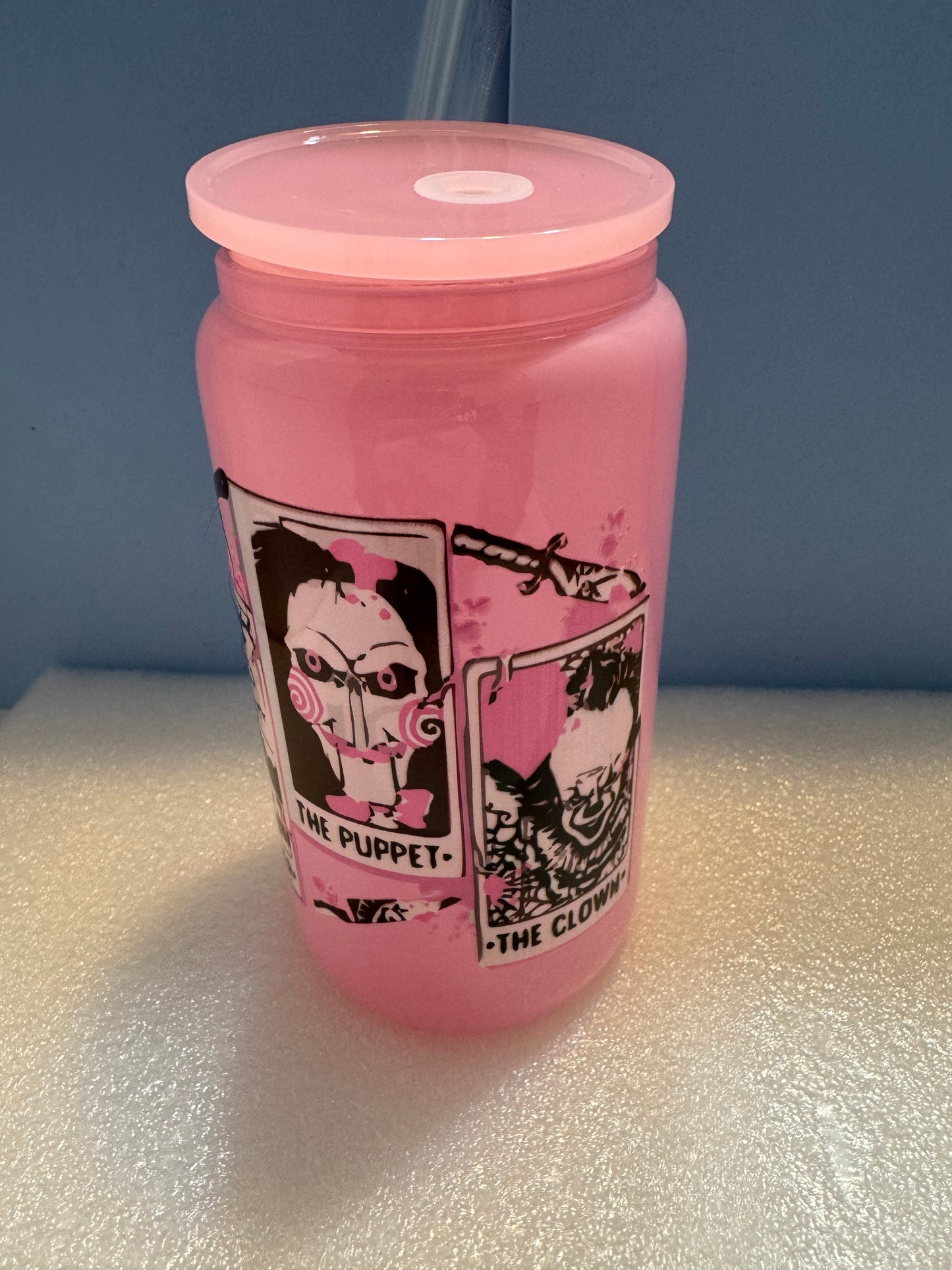 Color Me Pink Horror Can Glass