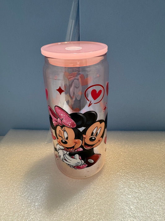 16oz. Mickey and Minnie Love Can Glass