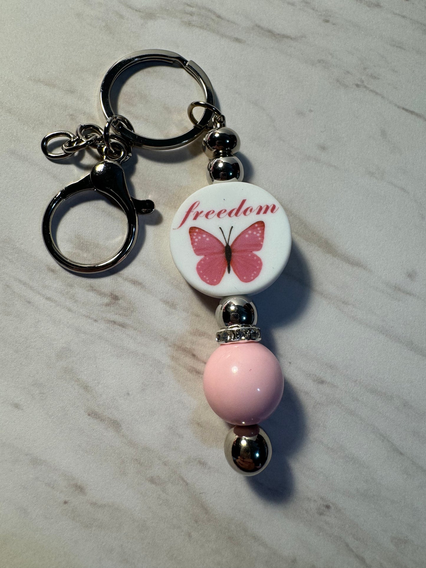 Pink Freedom Butterfly Keychain