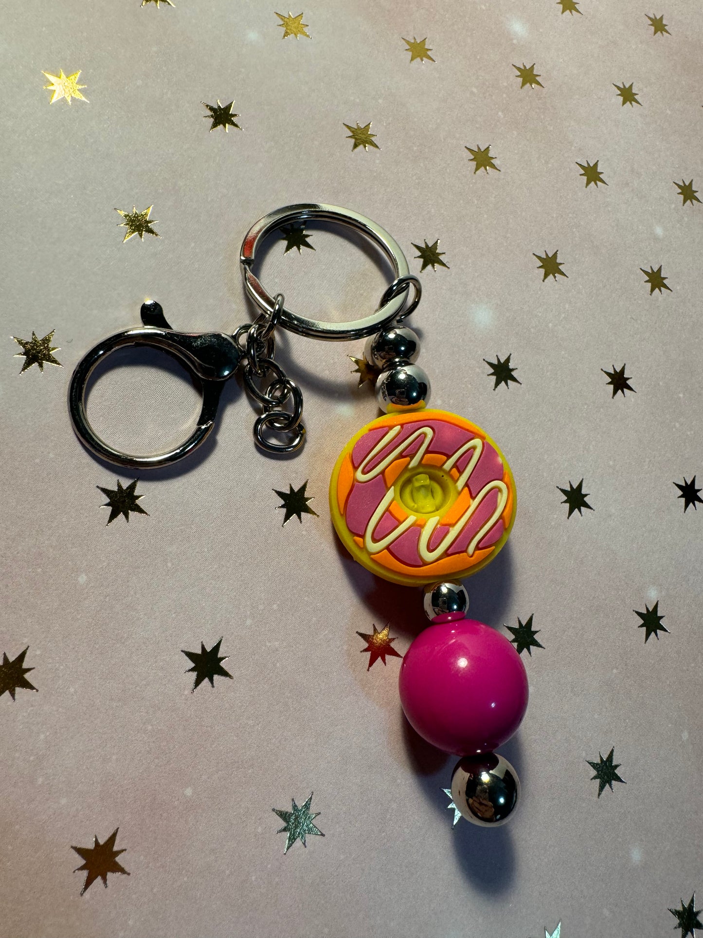 Strawberry Orange Frosted Donut Keychain