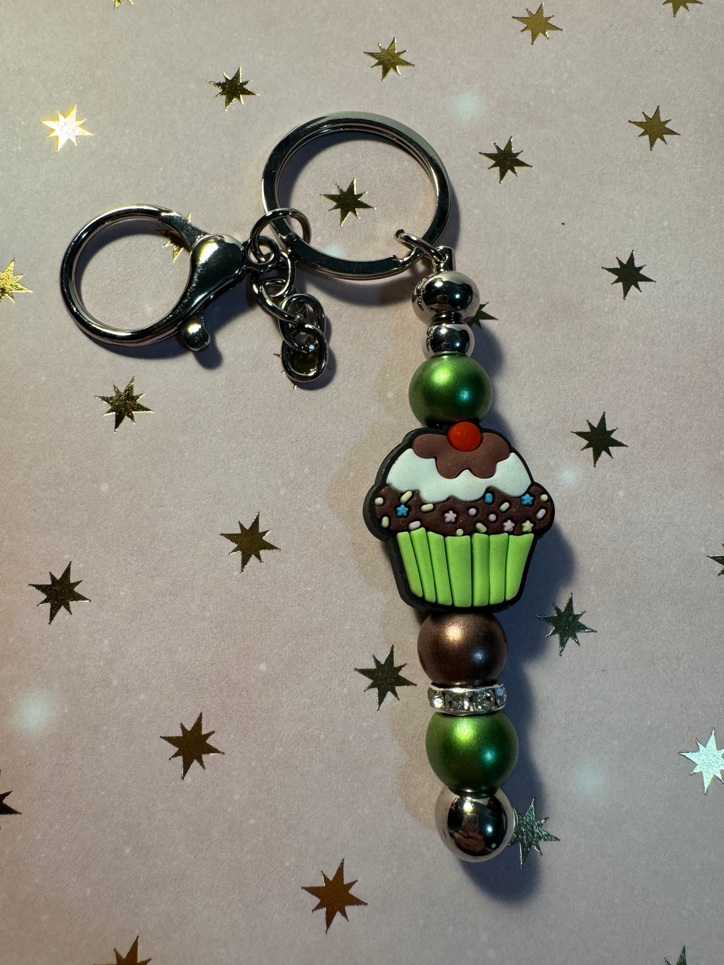 Chocolate Frosted Cupcake Keychain