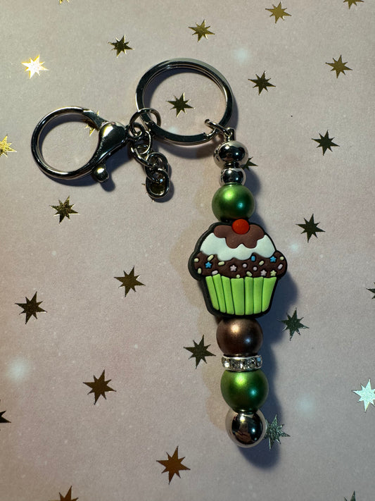 Chocolate Frosted Cupcake Keychain