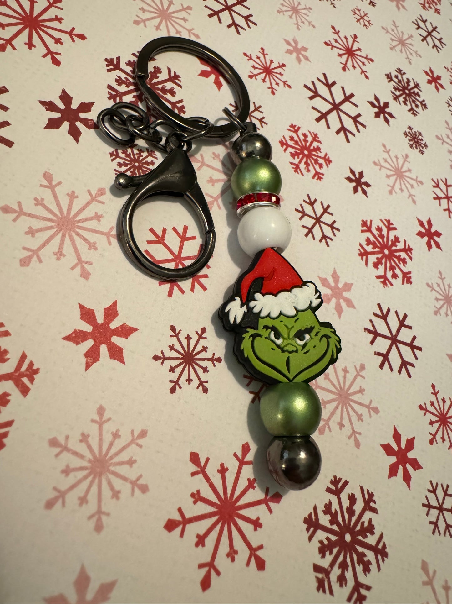 Gun Metal Grinch Santa Keychain