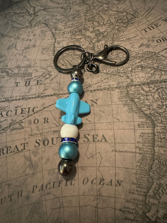 Light Blue Airplane Keychain