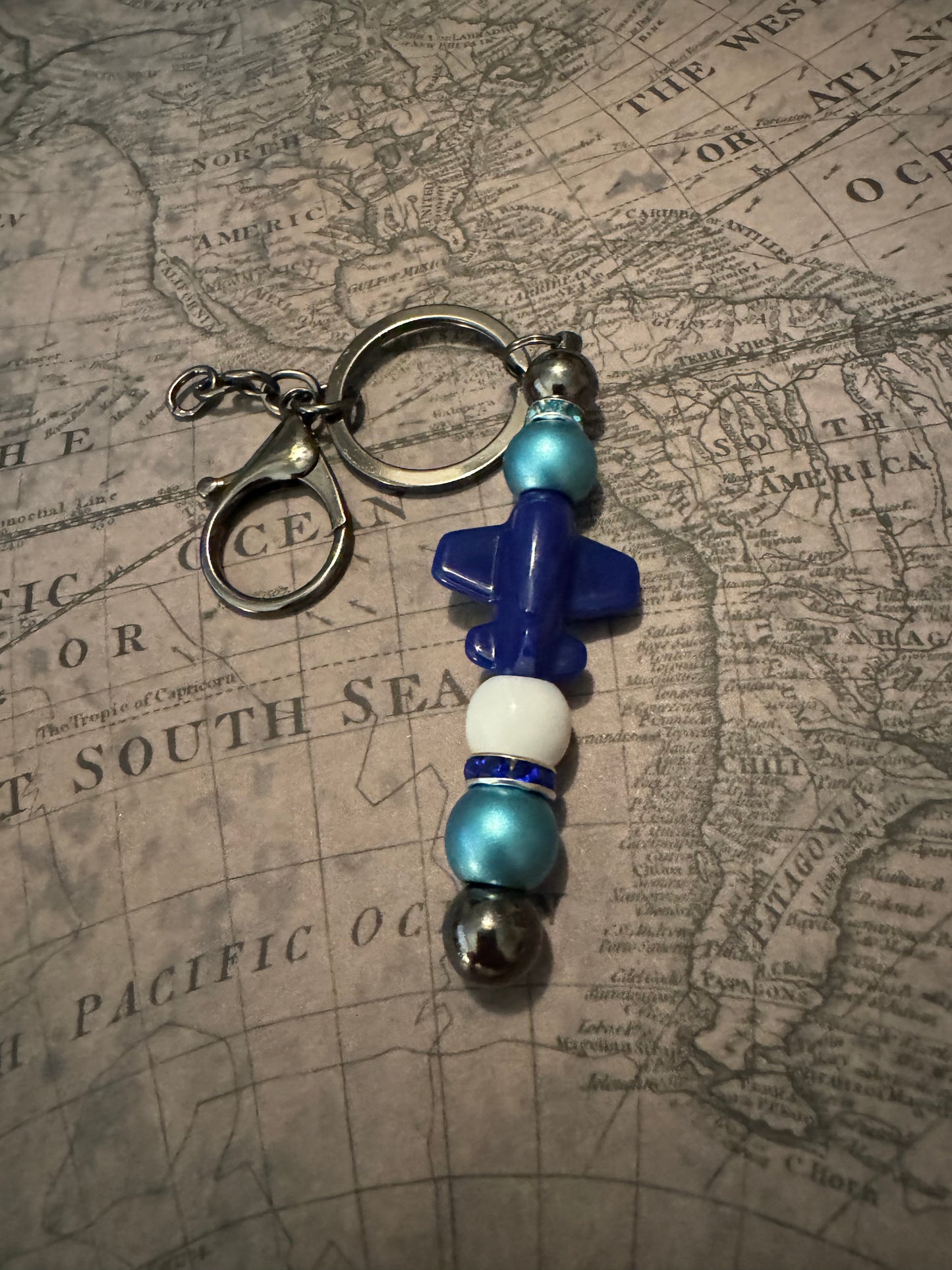 Dark Blue Airplane Keychain