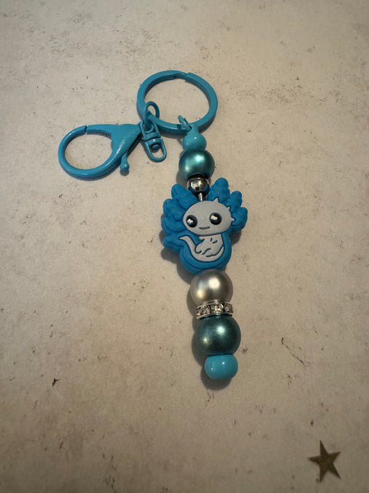 Blue Axolotl Keychain