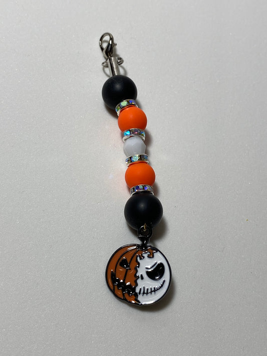 Jack Half Pumpkin Zipper Pull / Keychain Charm