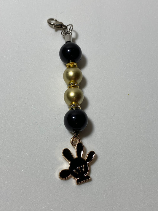 Black Mickey Hand Zipper Pull / Keychain Charm