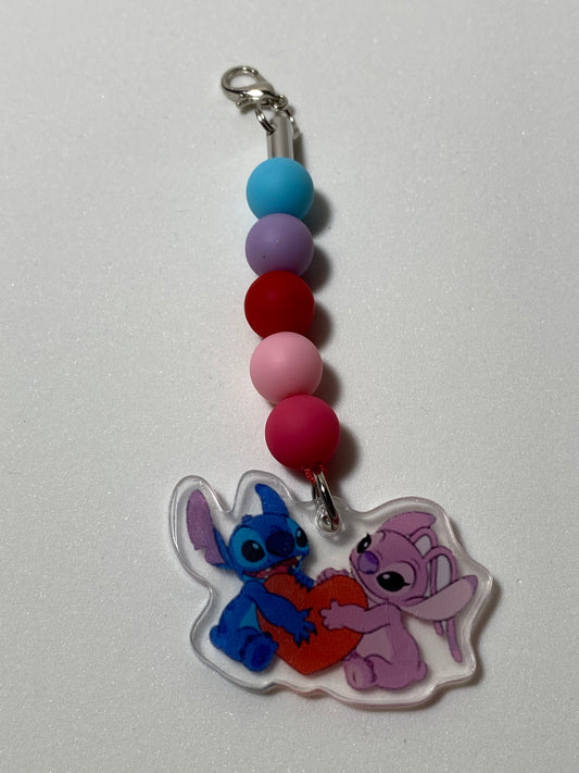 Stitch and Angel Zipper Pull / Keychain Charm