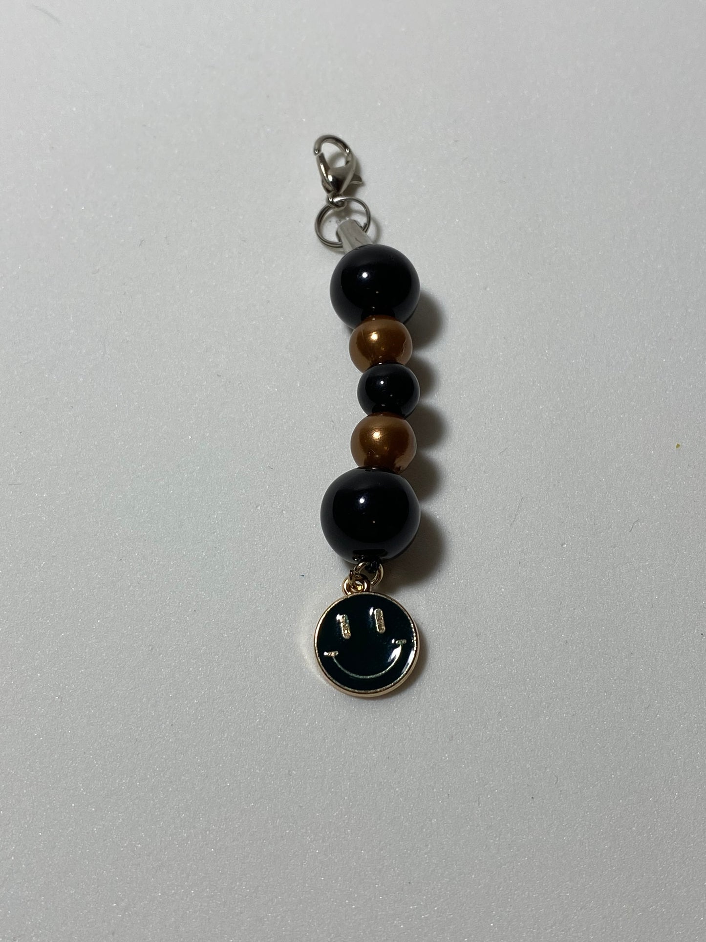 Black Smiley Face Zipper Pull / Keychain Charm