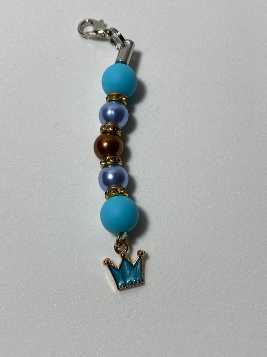 Blue Crown Zipper Pull / Keychain Charm