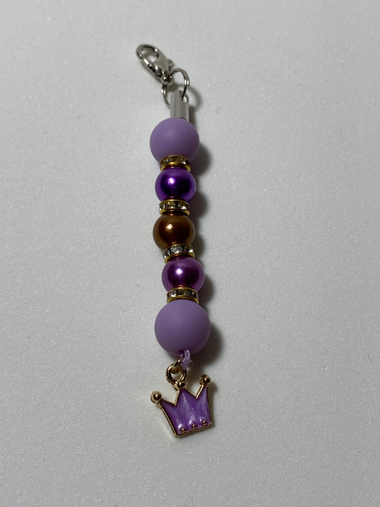 Purple Crown Zipper Pull / Keychain Charm