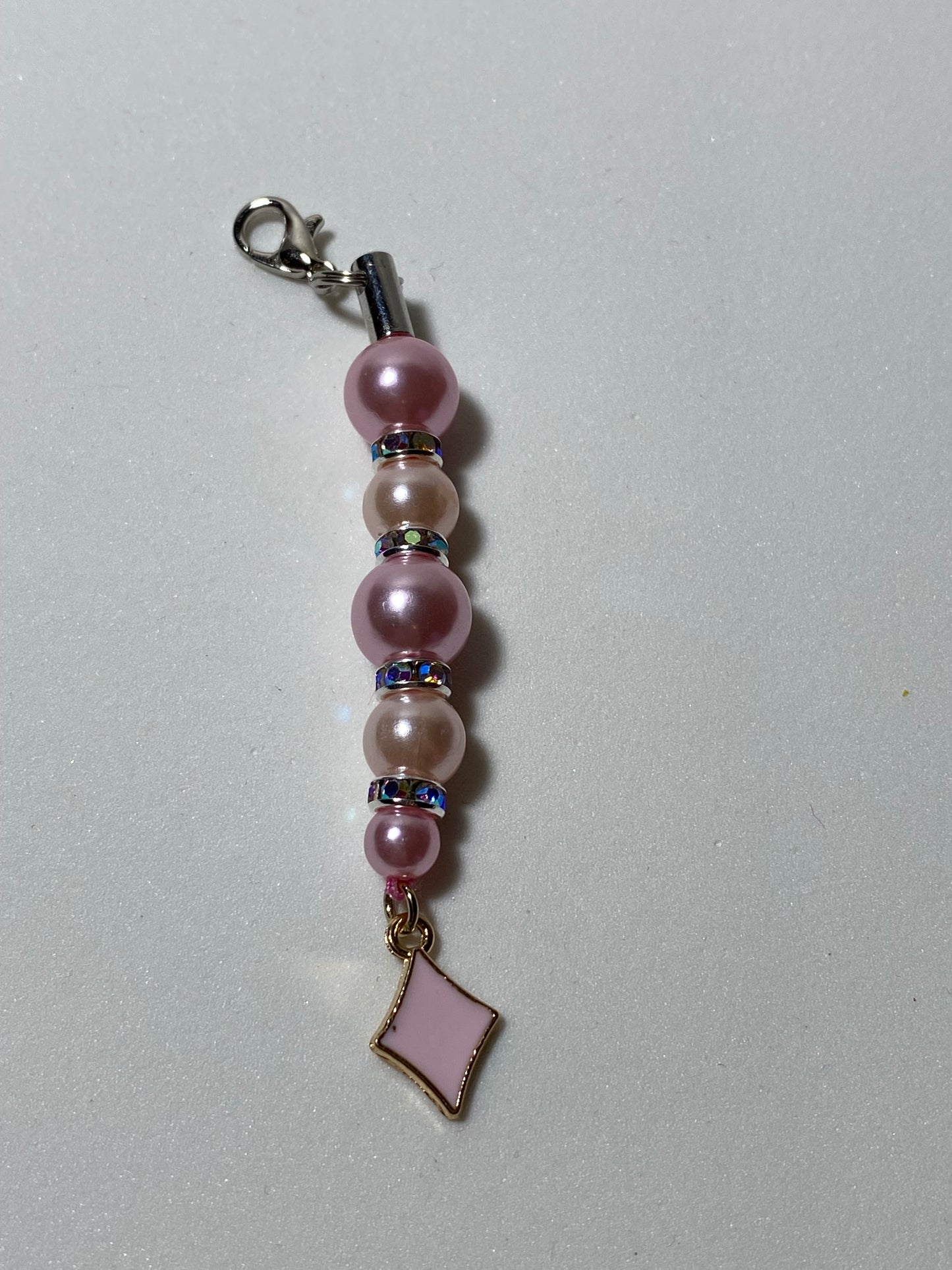 Pink Diamond Shape Zipper Pull / Keychain Charm