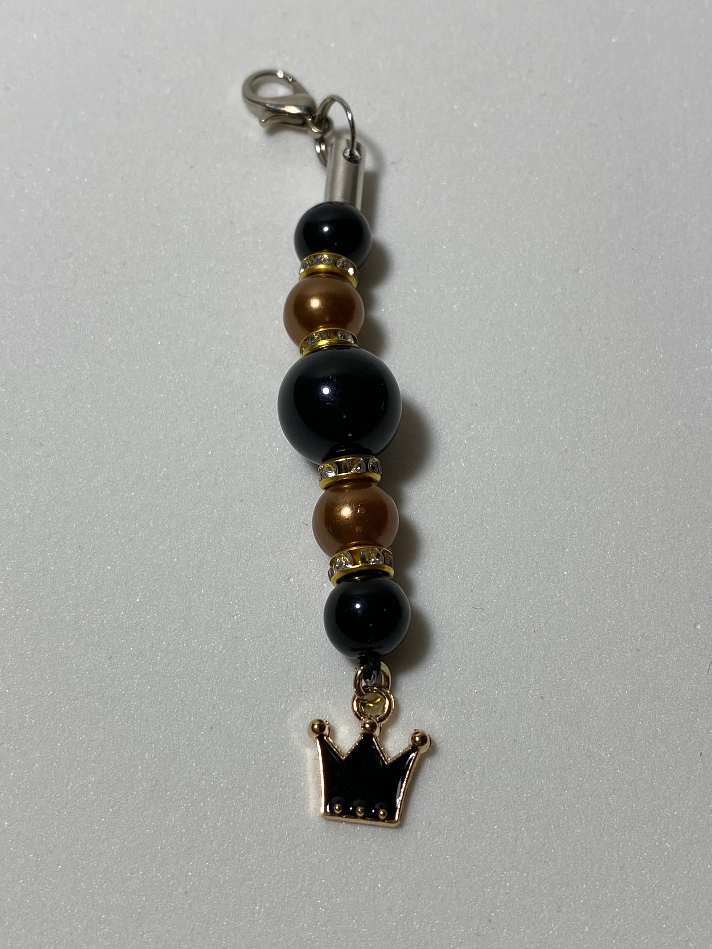 Black Crown Zipper Pull / Keychain Charm