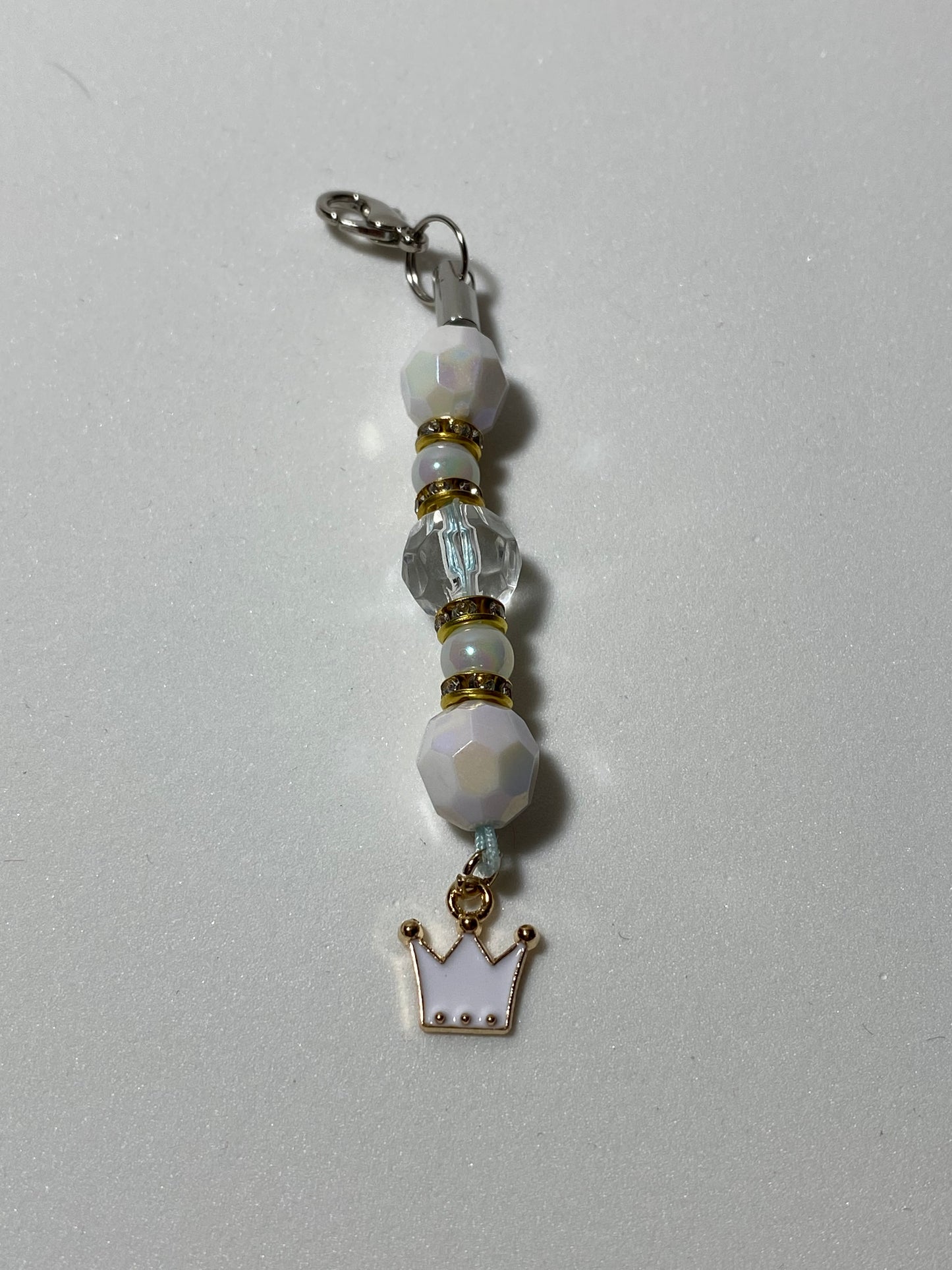 White Crown Zipper Pull / Keychain Charm