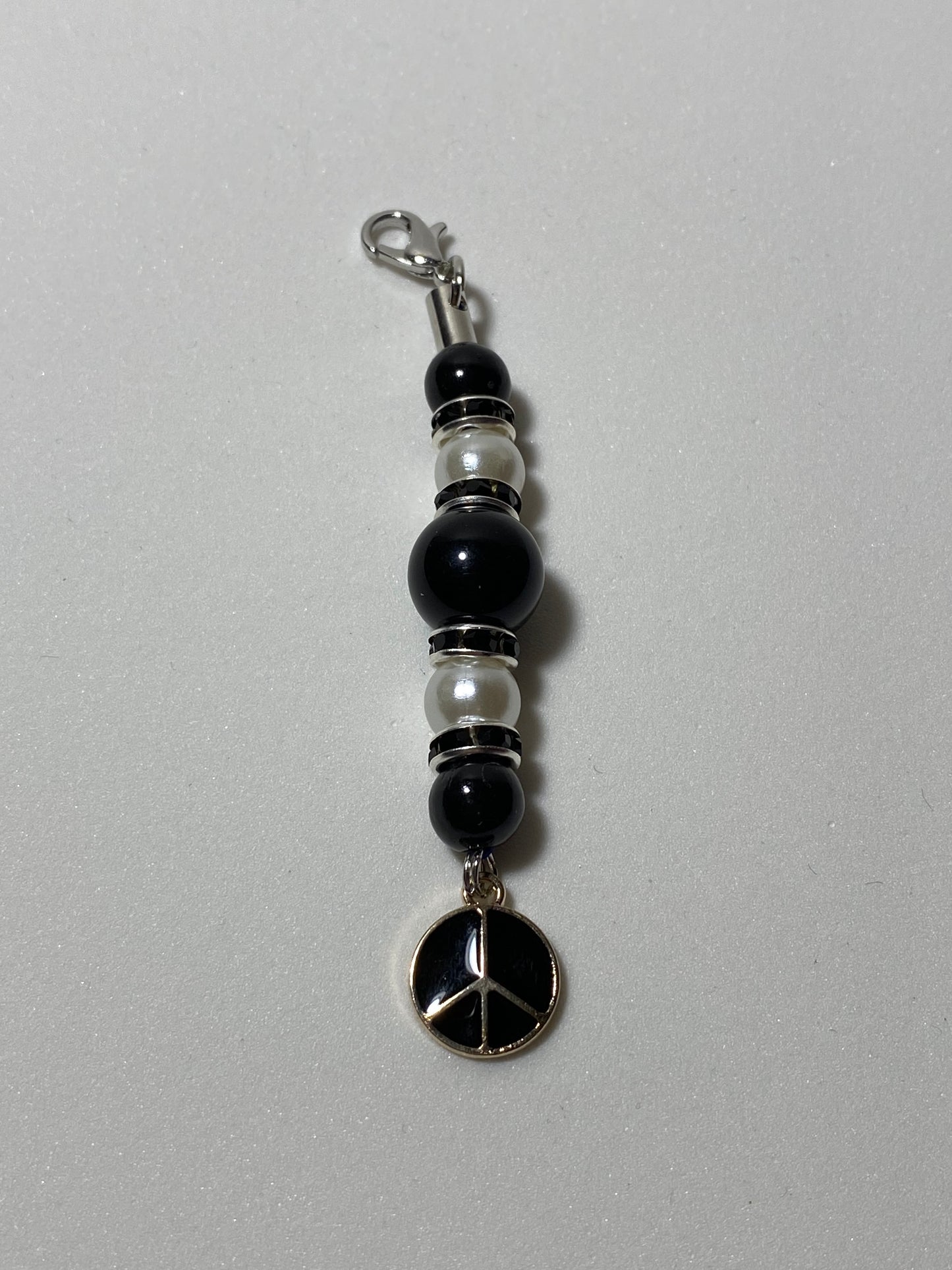 Black Peace Sign Zipper Pull / Keychain Charm