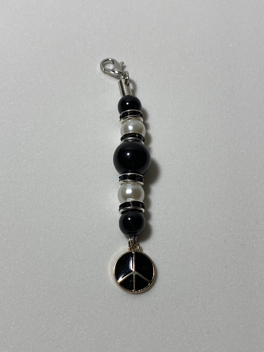 Black Peace Sign Zipper Pull / Keychain Charm