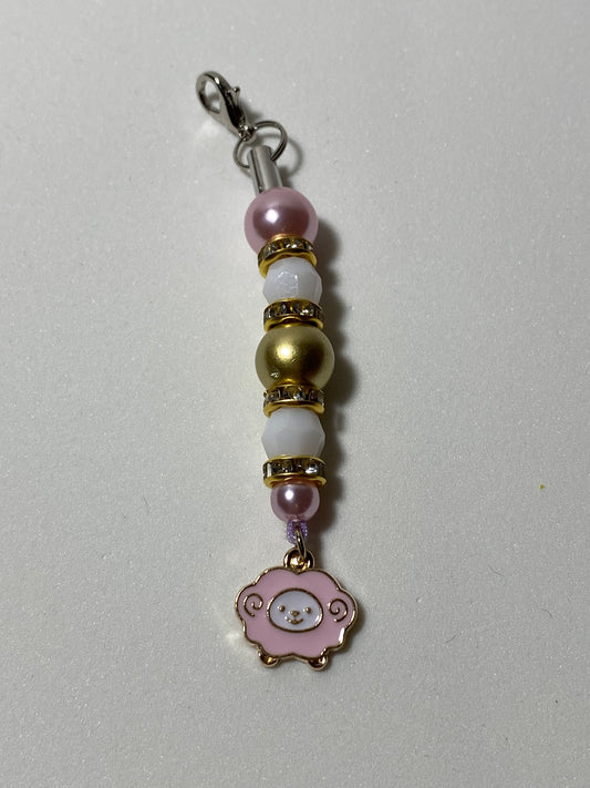 Pink Sheep Zipper Pull / Keychain Charm