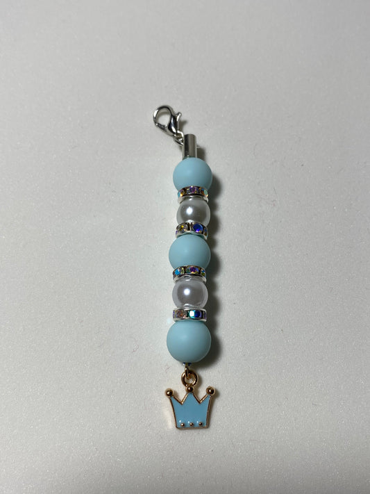 Blue Crown Zipper Pull / Keychain Charm