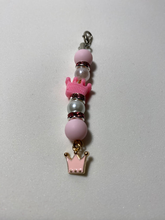 Pink Crown Zipper Pull / Keychain Charm