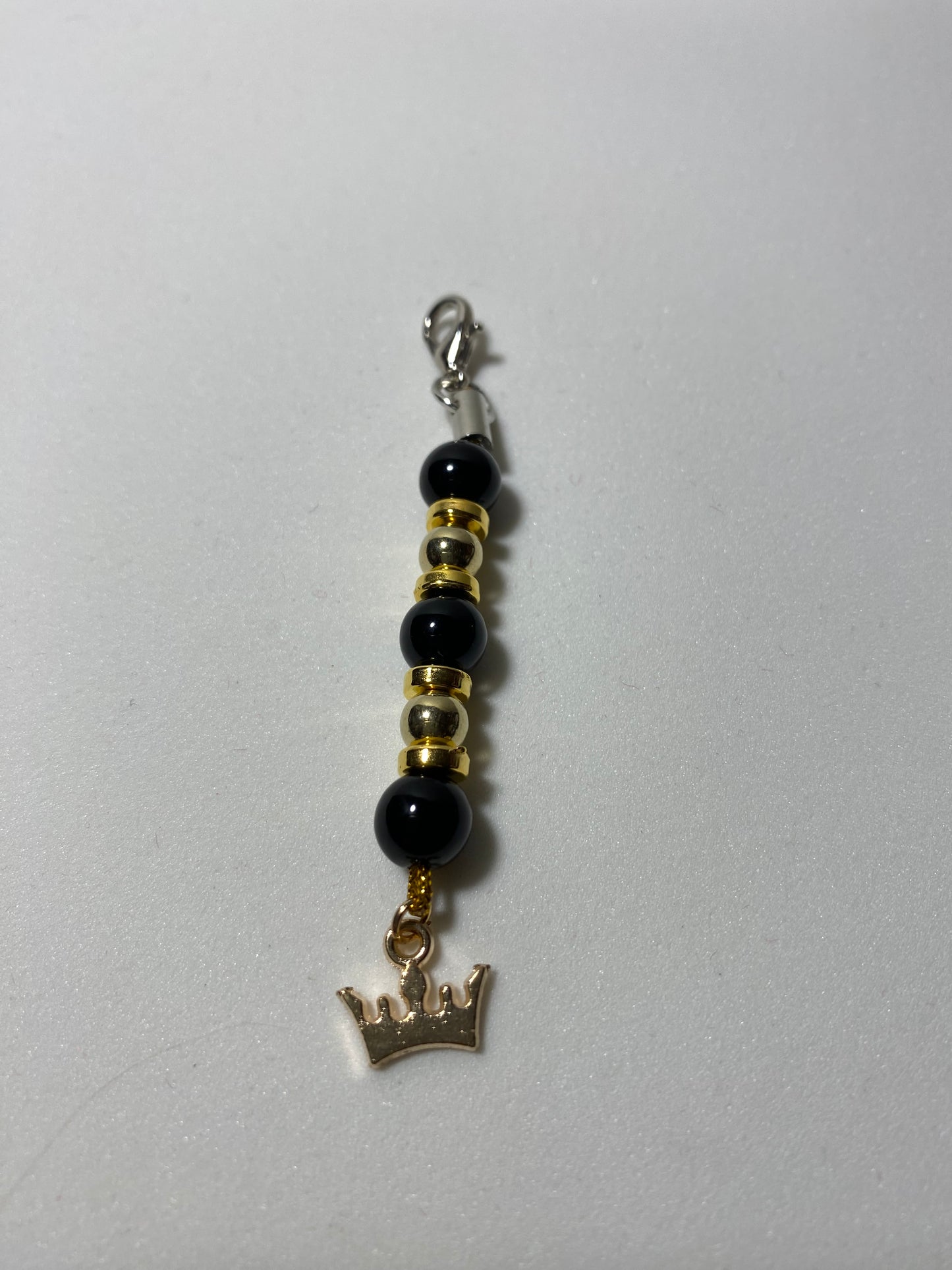 Gold Crown with Black Zipper Pull / Keychain Charm