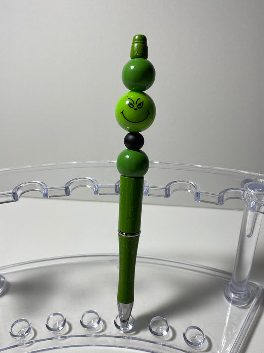 Beaded Grinch Face Pen