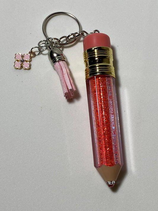 Pink Pencil Keychain with Pink Flower #2