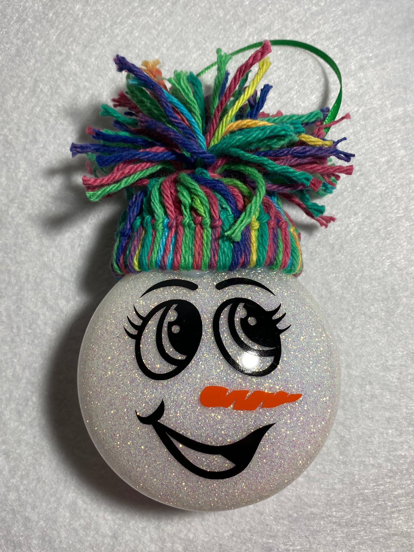 Snowman with multicolor Yarn Hat