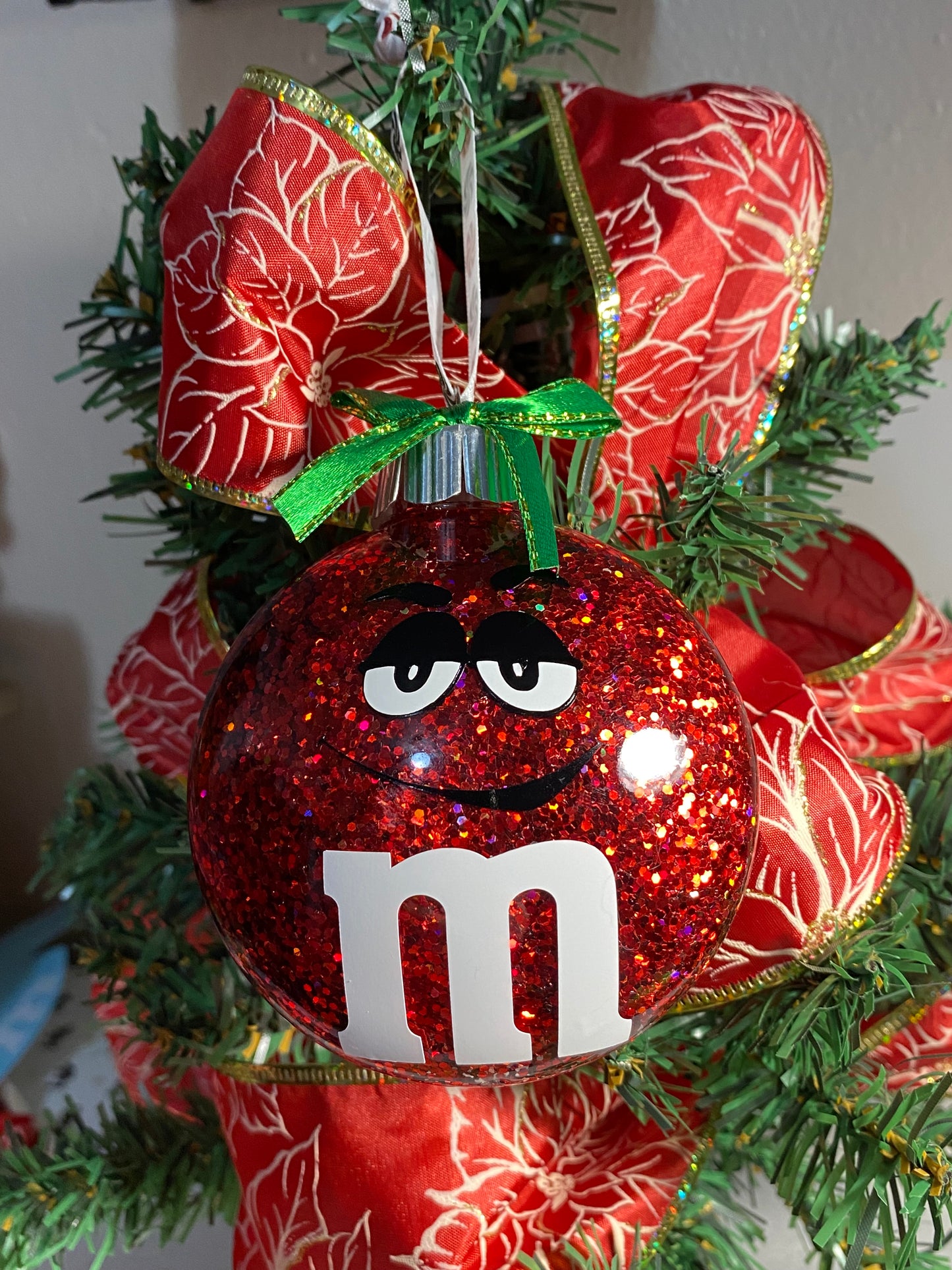 Red Glitter M&M Ornament