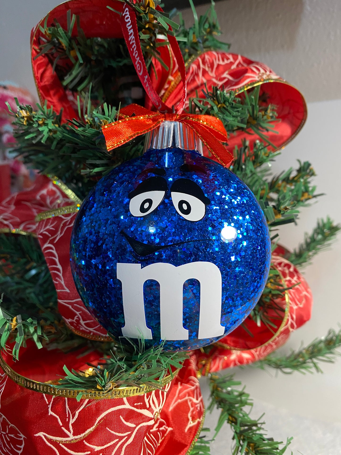 Blue M&M Ornament