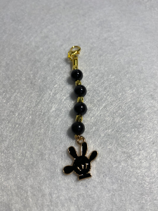 Black Mickey Hand Zipper Pull / Keychain Charm