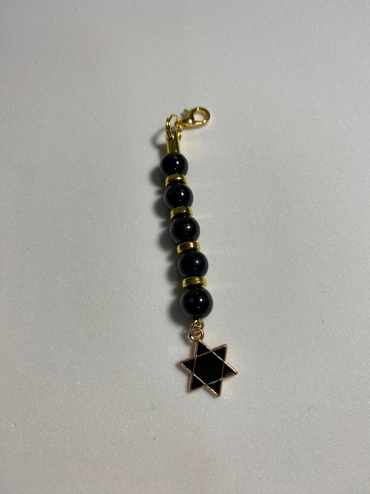 Black and Gold Star of David Zipper Pull / Keychain Charm