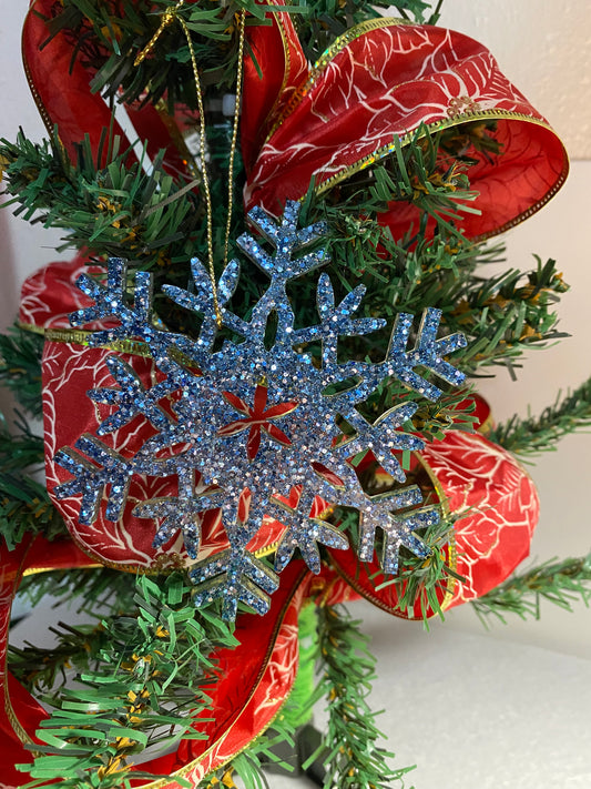 Blue Glitter Snowflake Ornament