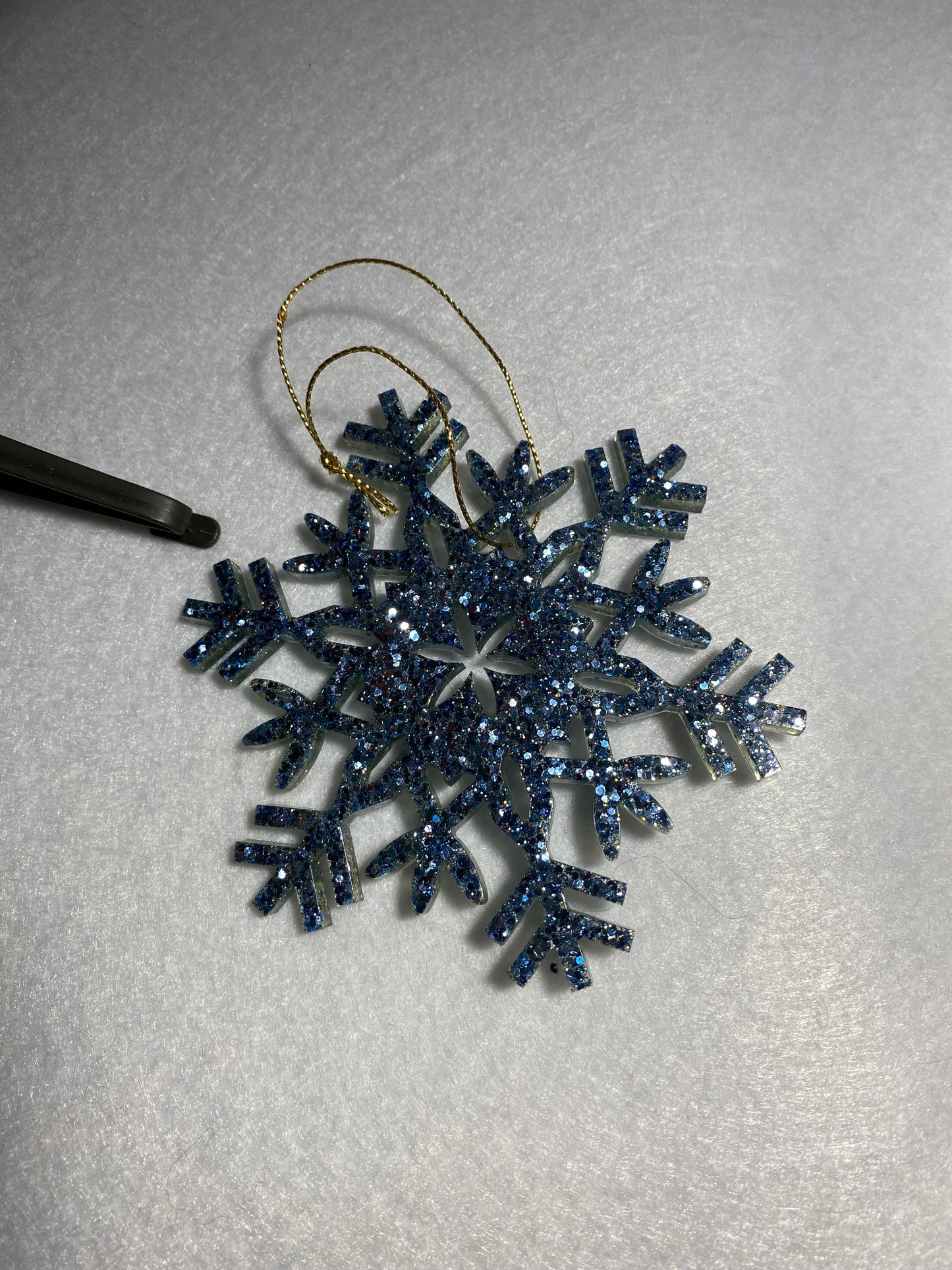 Blue Glitter Snowflake Ornament