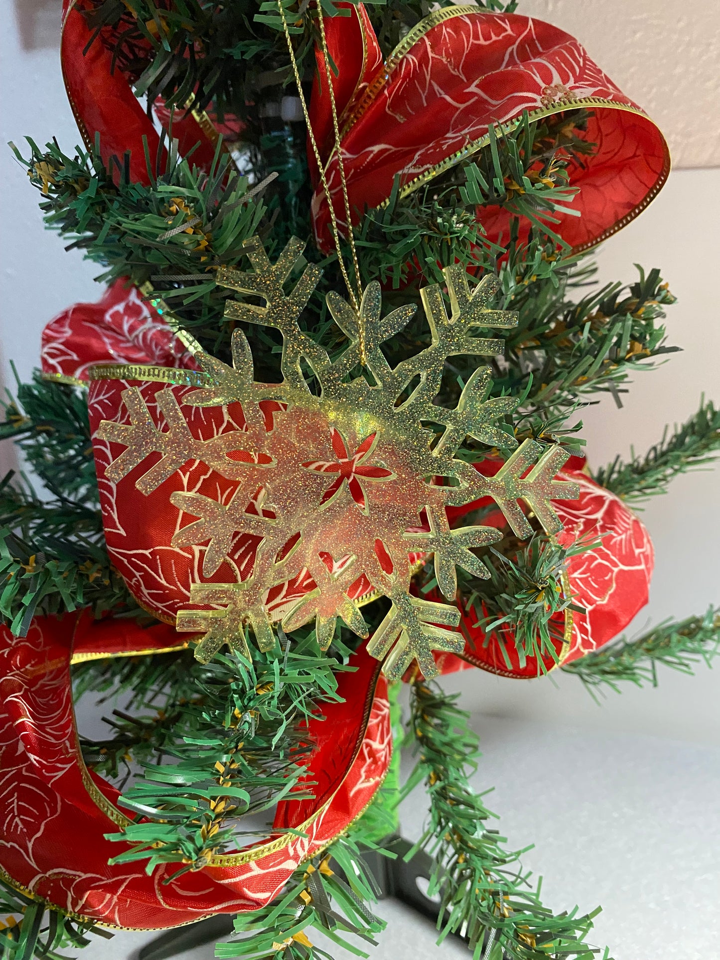 Gold Glitter Snowflake Ornament