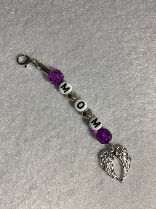 In Memory Mom Zipper Pull / Keychain Charm