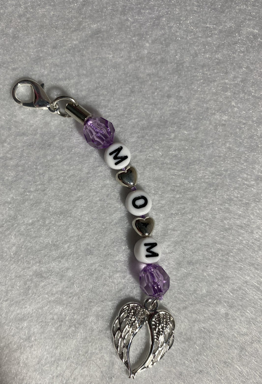 In memory Mom Zipper Pull / Keychain Charm