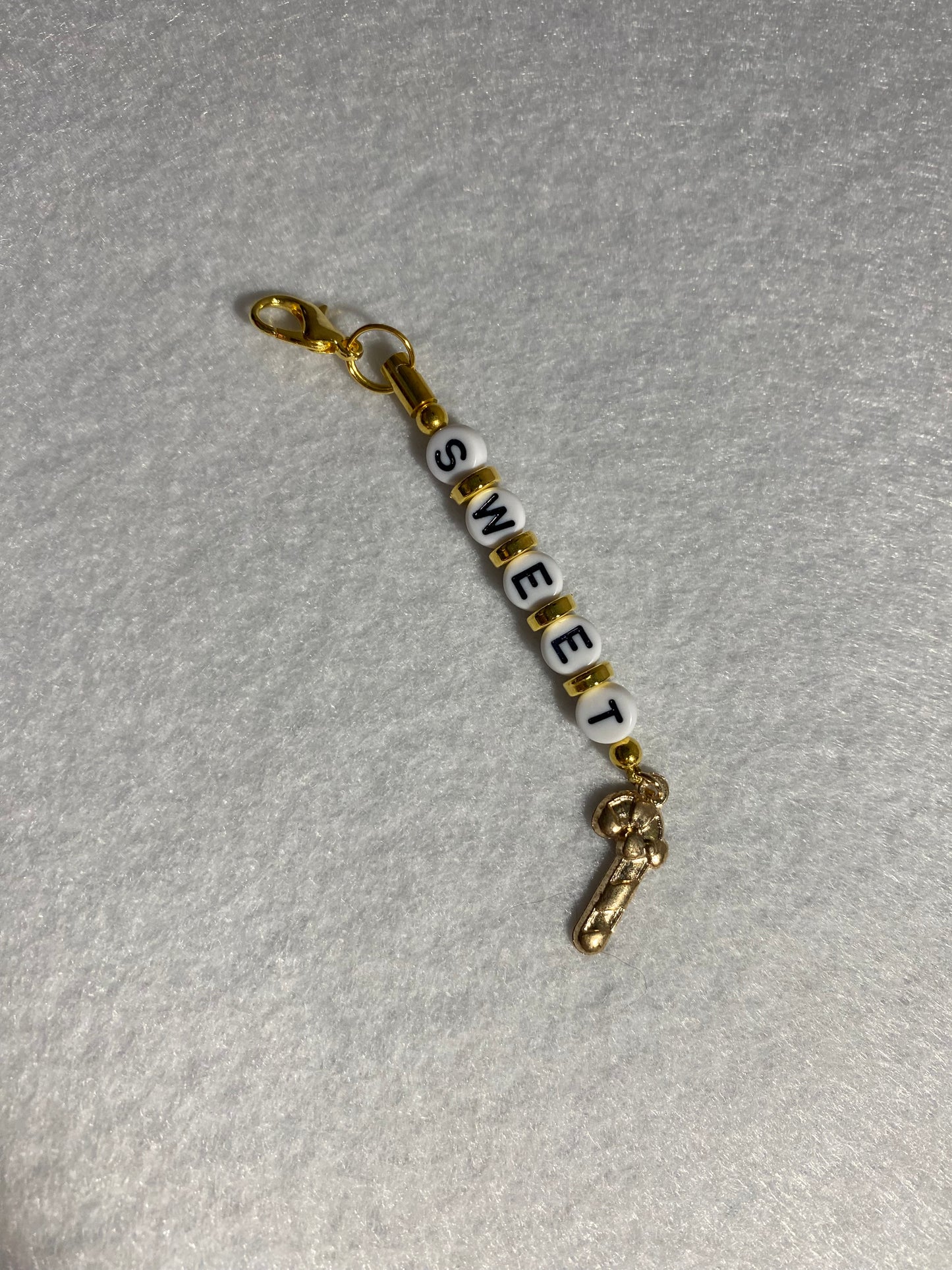 Candy Cane Zipper Pull / Keychain Charm