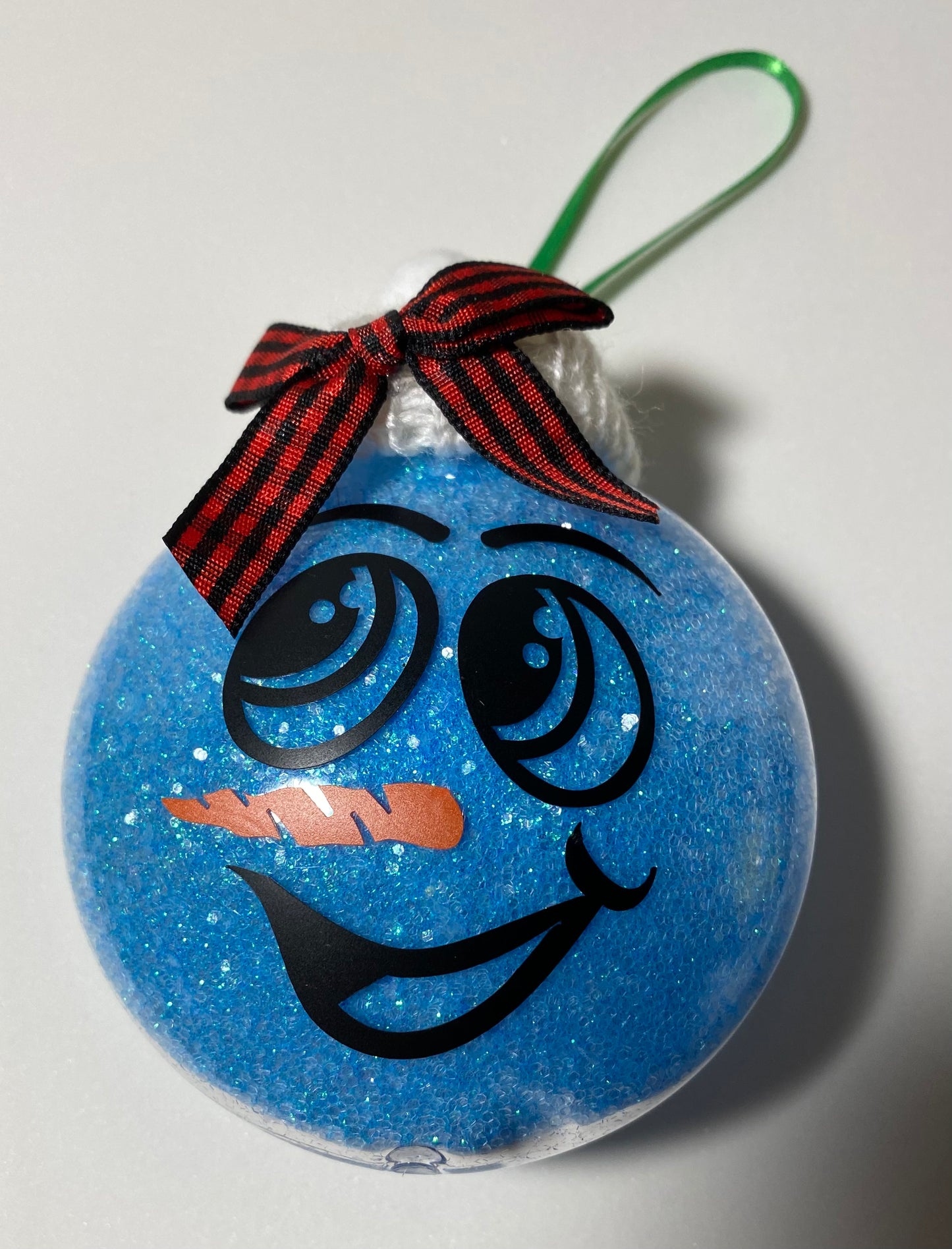 Blue Snowman Ornament with White Hat